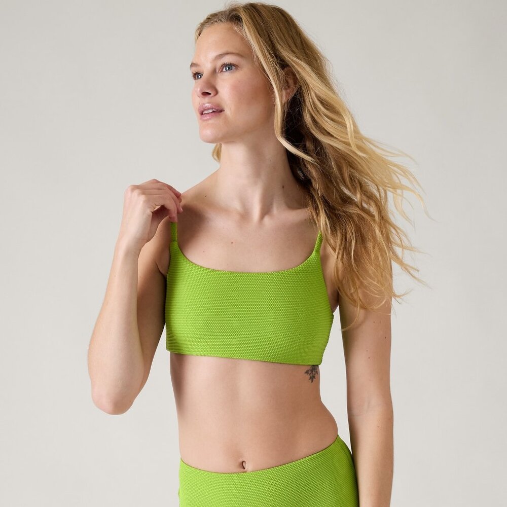 Athleta Scoop Pique Bikini Top size XS Green